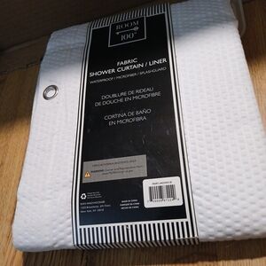 White Fabric Shower Curtain Liner